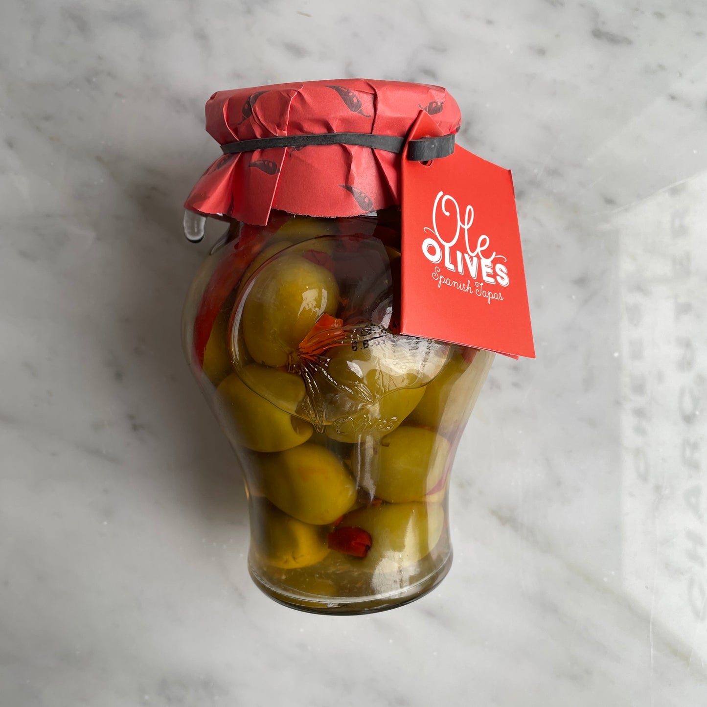 Gordal Olives with chilly in amphora